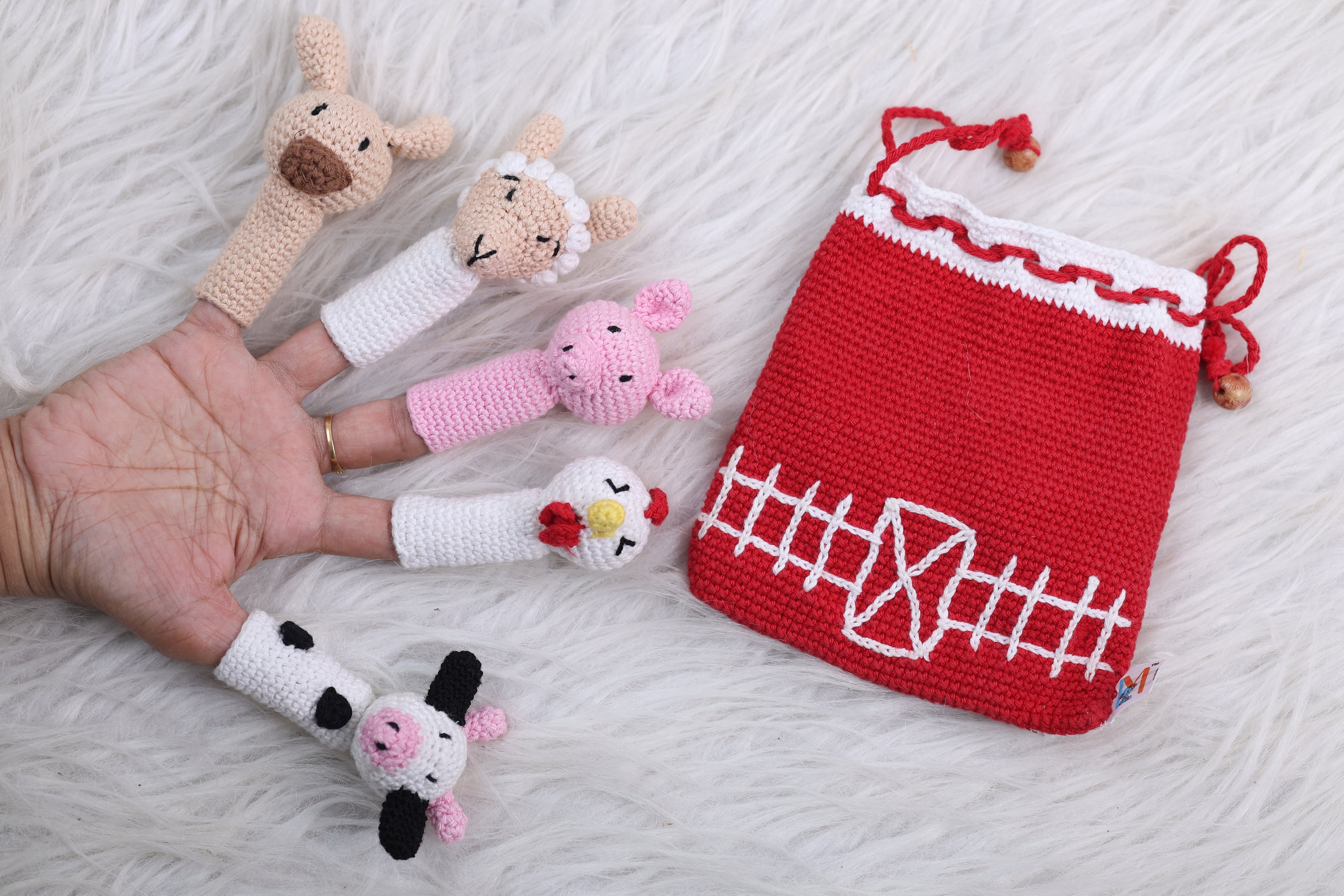 Little Medhas Finger Puppets Set - Farm & Forest Animals Educational Storytelling Toys 9+ Months