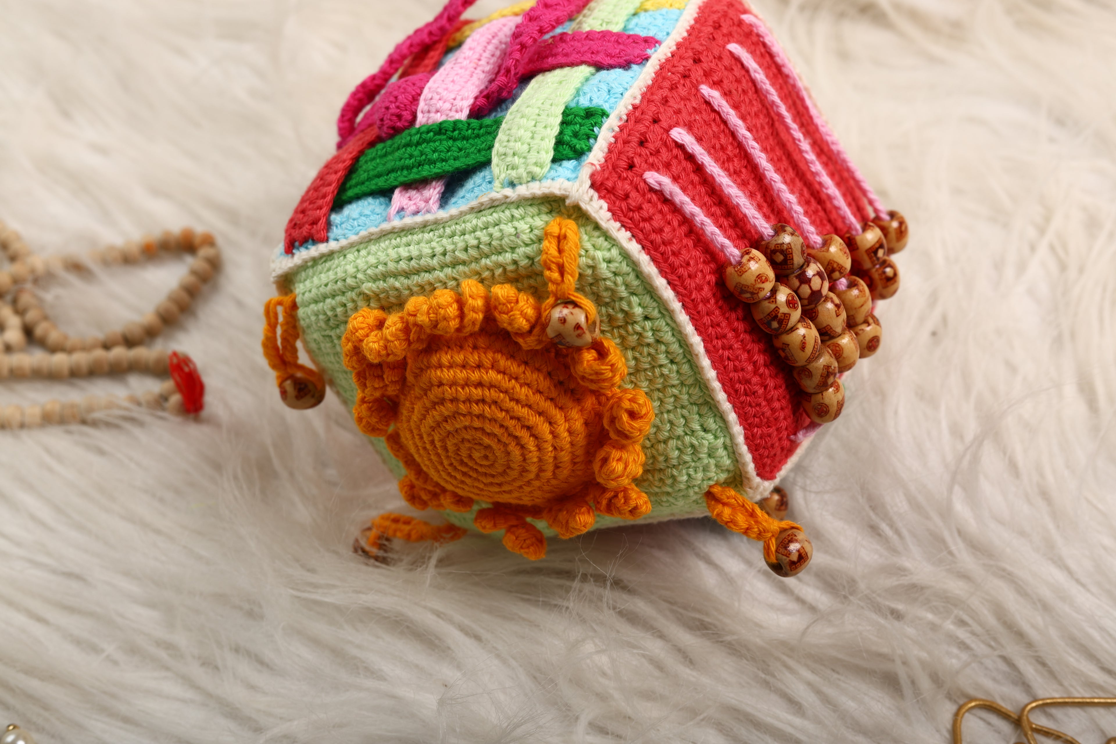 Little Medhas Educational Activity Cube - Handcrafted Cotton Learning Toy for Babies 9+ Months