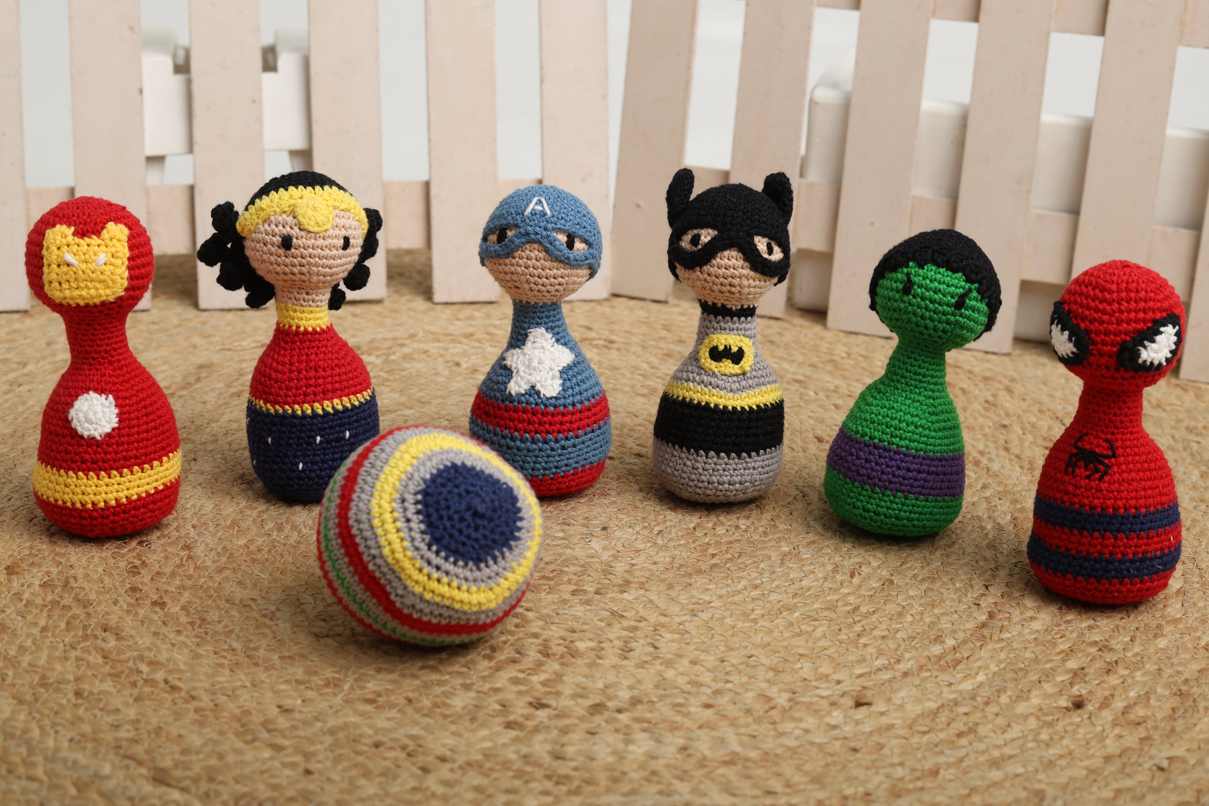 Little Medhas Bowling Pins Set - Superhero Themed Active Play Game for Kids 24+ Months