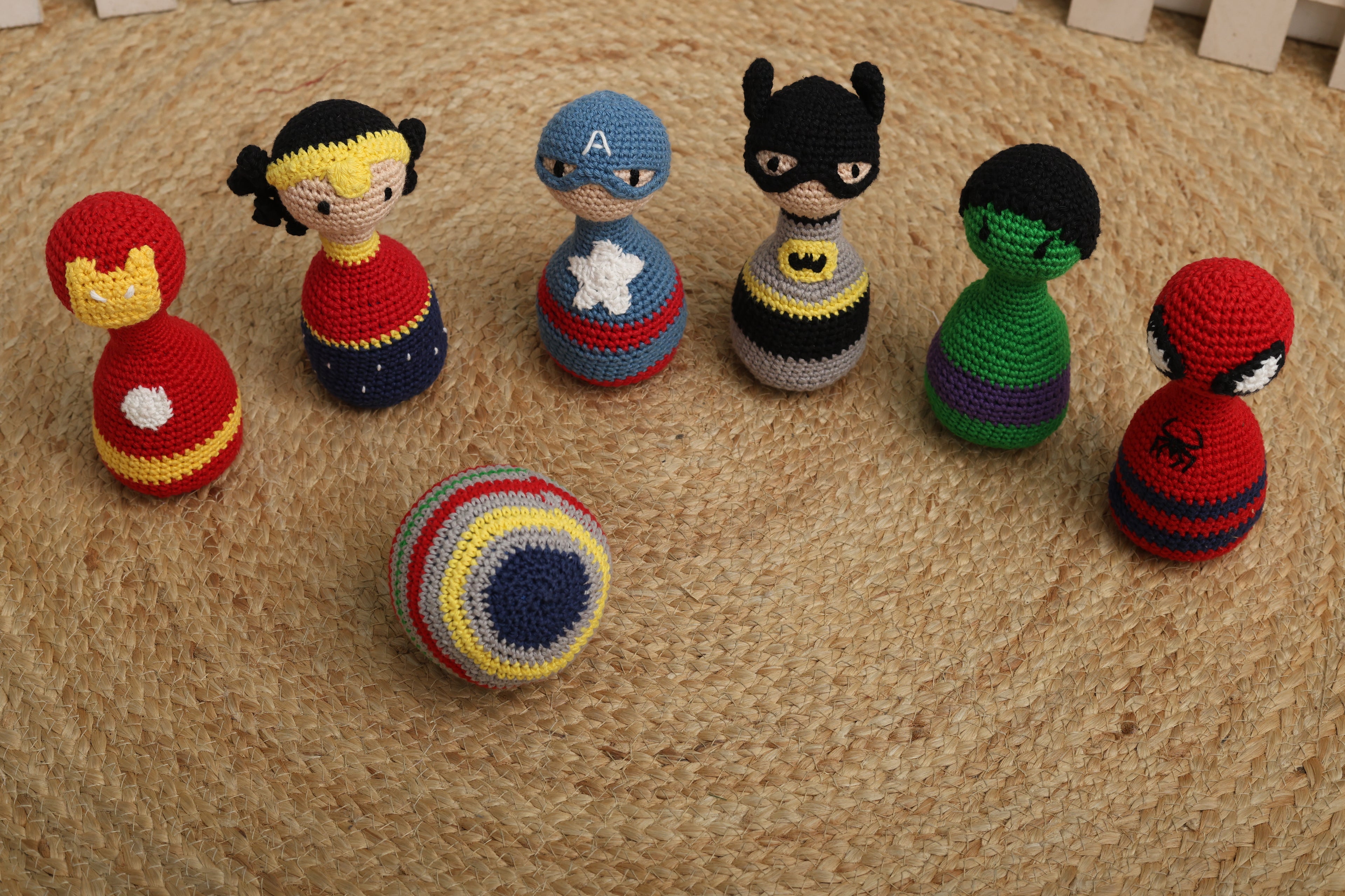 Little Medhas Bowling Pins Set - Superhero Themed Active Play Game for Kids 24+ Months