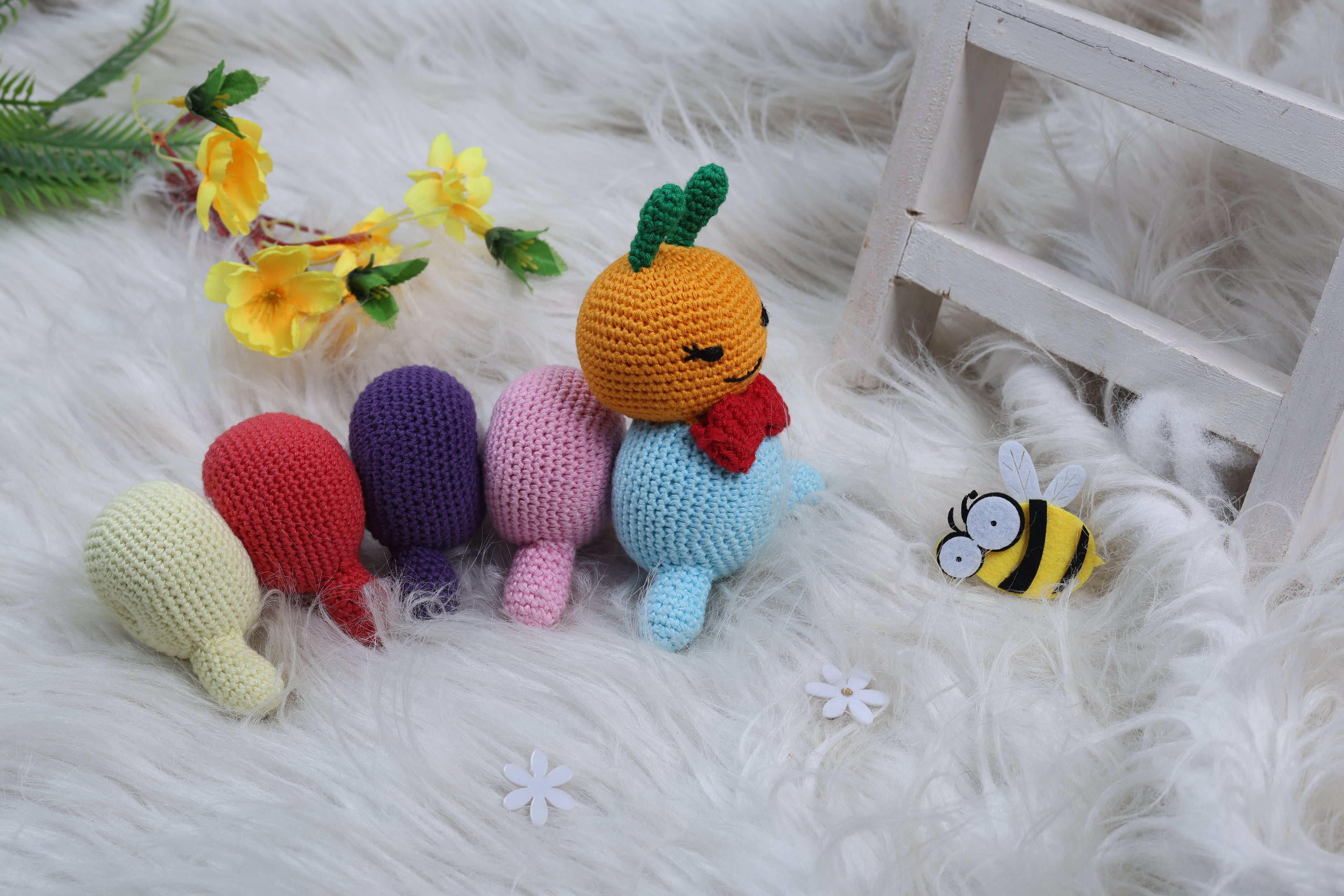 Little Medhas Colorful Caterpillar - Interactive Learning Toy with Velcro Segments for Toddlers 12+ Months