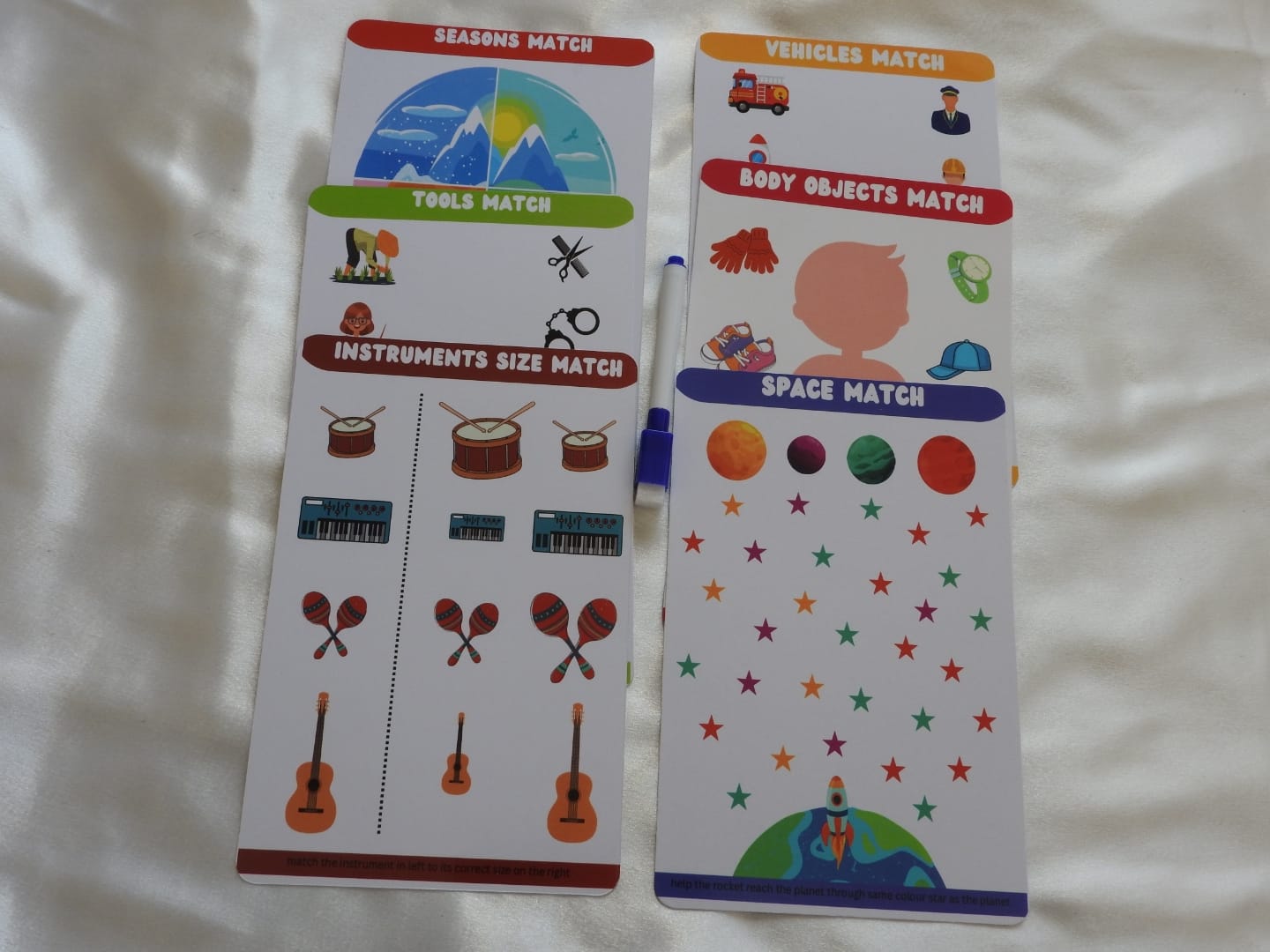 Little Medhas Reusable Activity Sheets - 6 Double-Sided Educational Learning Sheets for Kids 2+ Years