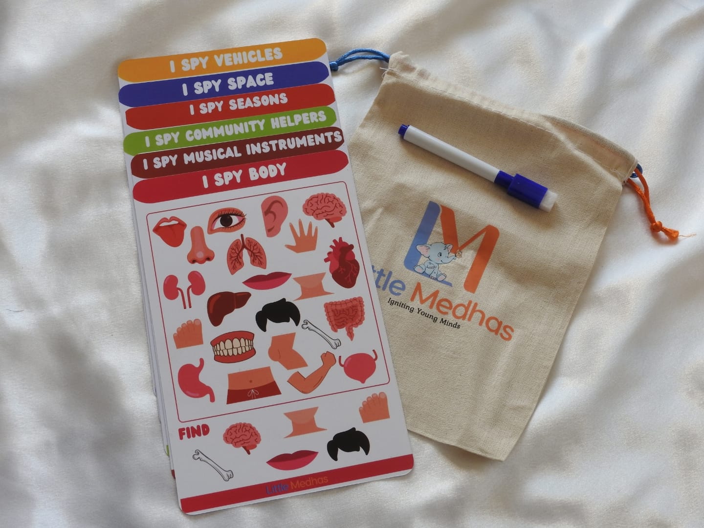 Little Medhas Reusable Activity Sheets - 6 Double-Sided Educational Learning Sheets for Kids 2+ Years
