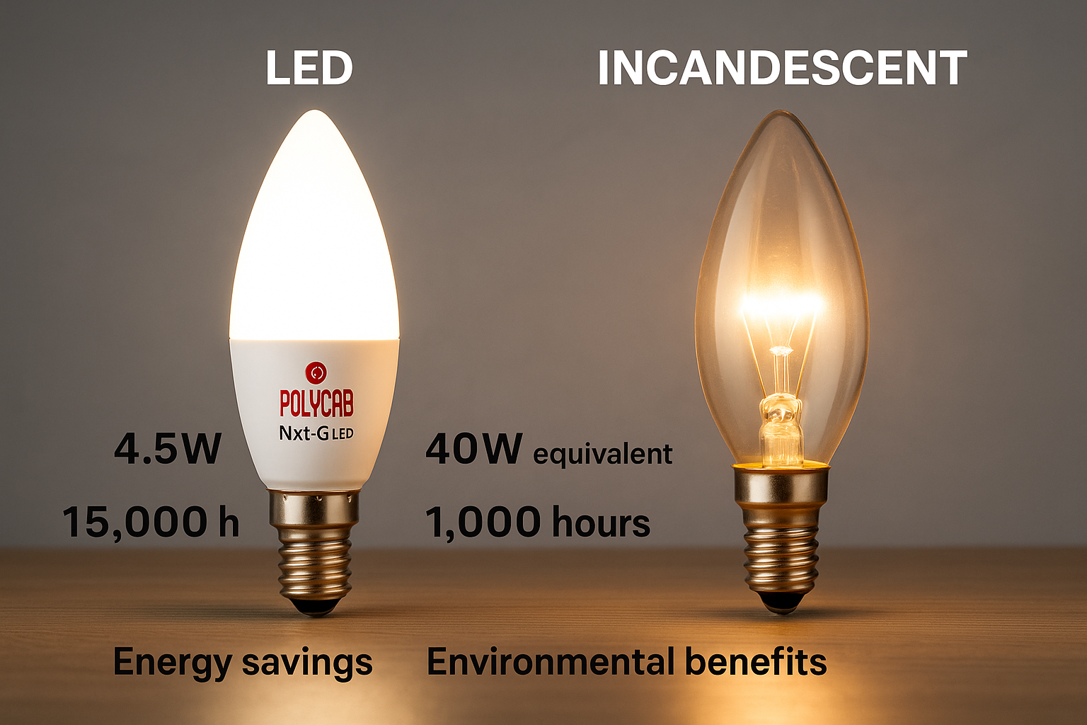 POLYCAB LED vs Incandescent Comparison