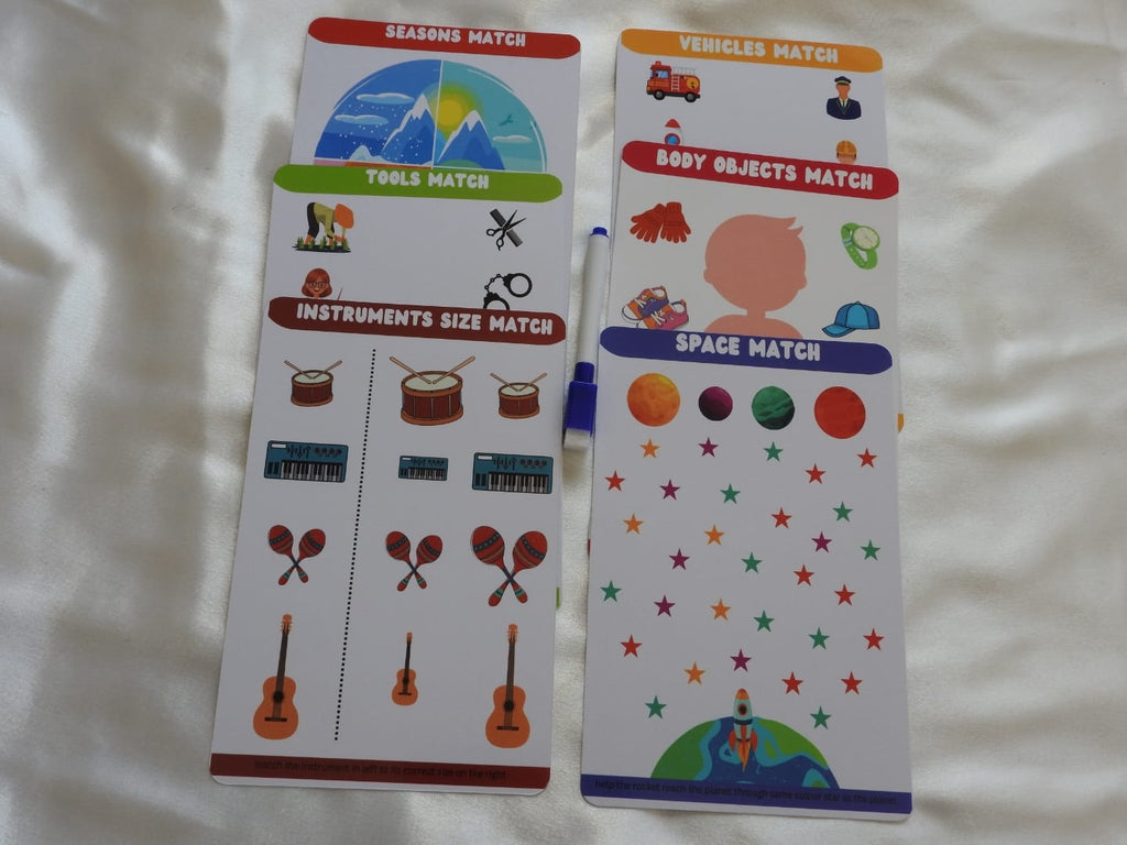 Little Medhas Reusable Activity Sheets - 6 Double-Sided Educational Learning Sheets for Kids 2+ Years